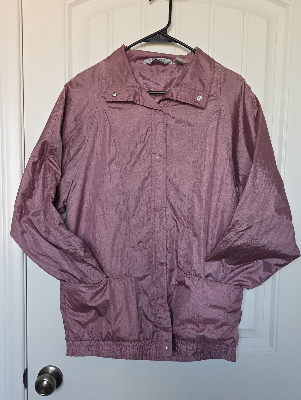 Lightweight Women's Metallic Dusty Rose 90s Windbreaker Jacket